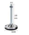 Heavy Duty Adjustable Furniture Leveling Feet 6 Pack Rotating Table Legs Wobble Knocker For Sofas Cabinets Rock Steady Dial Height Stabilizer Shakeout Blocker Quick Fix Jam Squared Setup - Adjustable metal leveling foot with 100mm height.