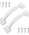 2 Pack White Barn Door Handle Pulls 5.5 Inch With Screws, modern matte finish, shown with screws, perfect for sliding doors and cabinets