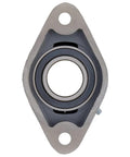 Two Pack 2-Bolt Flange-Mount Ball Bearing Unit With Cast Iron Housing, Insert Bearing, 1-3/4 Inch Bore, Set Screw Locking, 7.401 Inch