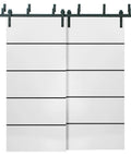 Solid Wood Interior Barn Bypass Sliding Doors No Glass 84 By 96 Inches White Modern Style With Full Hardware Included For Easy Install And Tough Rails Included