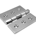 Premium 316 Stainless Steel Square Deck Door Hinge 100X100Mm Mirror Polish Finish with rounded edges and visible screw holes.