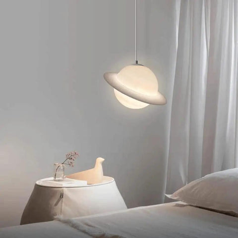 Room Pendant Lamp With Acrylic Saturn Design, Kid Friendly Princess Style Suspension Light For Kids Room, E27 Socket