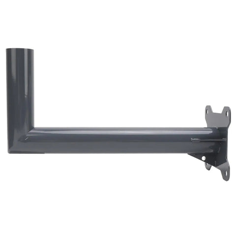 Heavy Duty Stainless Steel Satellite Internet Mount Kit for Roof or Wall bracket, angled side view of steel tube and base
