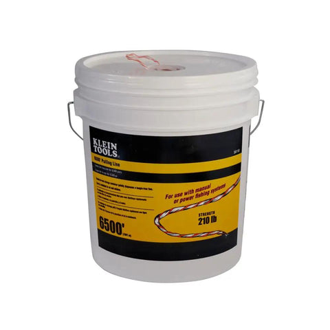 Bucket of Poly Pull Line for Wire Pulling, Orange Tracer Cord, Light Duty Cable String, 6500 Foot Length, Made In USA