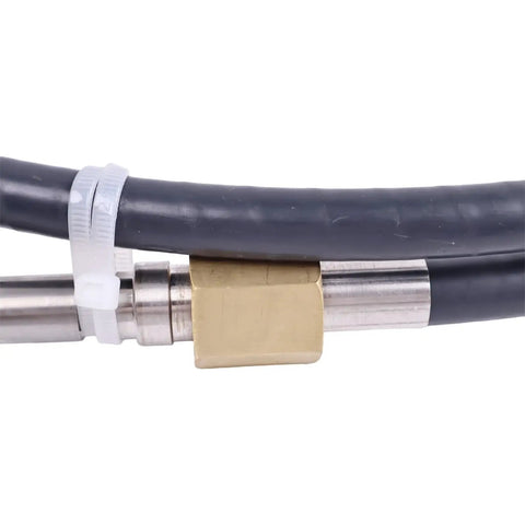 Close-up of 8 Ft Universal Boat Steering Cable Compatible With Uflex Rotary M66X08 Seastar SSC6208 showing metal connector and marine-grade core.