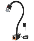 Heavy Duty Magnetic Work Light With 23 Inch Flexible Gooseneck Ultra Strong 12T Magnet Base LED Machine Lamp, power adapter visible