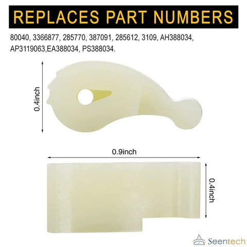 Close-up of Eight Pack Washer Agitator Dogs Replacement Kit for Whirlpool Kenmore, shown with dimensions.