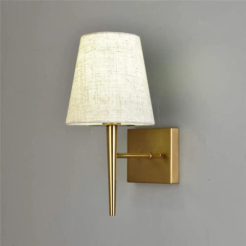 Mid Century Modern Plug In Wall Sconce Set With Beige Fabric Shade Antique Gold Finish 1 Light Indoor Wall Lamp For Hallway Bathroom Vanity Reading Nook Easy Install Pair