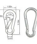 Beefy Heavy Duty Stainless Steel Carabiner Clips 3.15-Inch Large 5 Pack 600 Lb Load Capacity Spring Snap Locking Hooks diagram