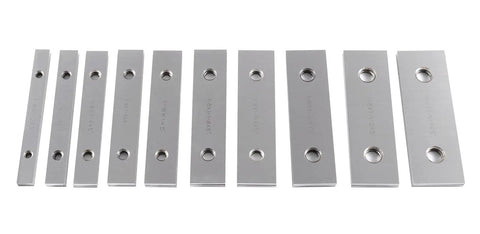 Garage Ready Premium Workshop Grade Precision Machinist Parallels Eighth Inch Thick Five Inch Long ten matched pairs of steel layout blocks.