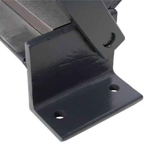 Close-up of Box And Pan Brake Kit Heavy Duty Sheet Metal Bender base with two bolt holes, part of adjustable angles mechanism.