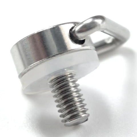 Premium 4 Piece Replacement Eyehook Screws For Universal Smart Controllers And Drone Remotes Slick Neck Lanyard Mount close view of M4 steel eyehook screw.