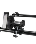 Close-up of adjustable magnetoresistive mechanism on Indoor Bike Trainer Stand For 20 To 22 Inch Wheel Size Mountain And Road Bikes.