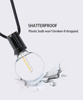 Close-up of a shatterproof bulb from the Outdoor String Lights 300Ft Led Waterproof Connectable G40 Globe Patio Lights.