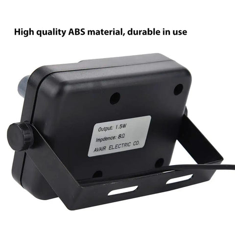 Rear view of rugged ABS portable ham radio transceiver with external speaker for two way radio, mini walkie talkie car mobile