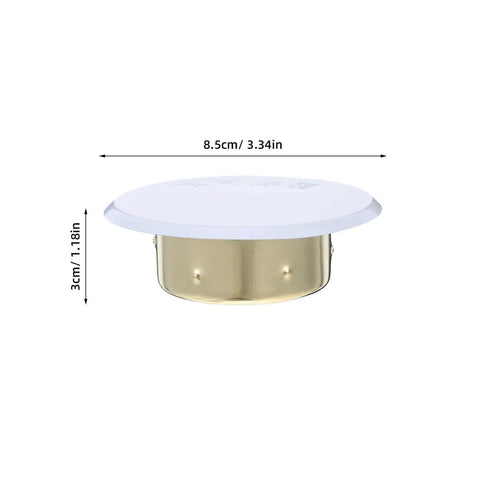 Eight Piece Heavy Duty Iron Fire Sprinkler Cover Plate With Slick Drop In Ready Design For Seamless Ceiling Installation and Clean Home Safety Shield Guard Setup, 8.5cm diameter.