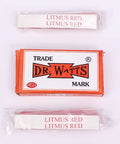 Red Litmus Paper Strips For Home Lab Testing And Everyday Substance Checks, 100 Leaves, packaged in orange box with DR WATTS branding.