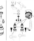Exploded view of Allure Brilliant Cartridge Center Set with SilkMove Ceramic Valve and Temperature Limiter parts diagram