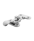 Close-up of 316 Stainless Steel Boat No-Rattle Locking Latch, Hold-Down Clamp For Marine Hatch Hardware, shown installed on surface.