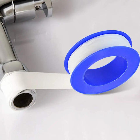 30 Pack One Half Inch Teflon Tape Industrial Thread Seal Tapes For Plumbing Waterproof Seals 394 Inch Each Roll Perfect For Plumbers And DIY Projects On Threaded Pipes, roll shown in use around metal pipe