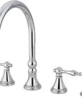 Naples Deck Mount Kitchen Faucet With Brass Sprayer, 8.25 Inch Reach, Sleek Polished Chrome Finish, 4-Hole Install, Classic Style