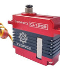 Ultra Fast Mini HV Coreless Servo For Heli Jet And Airplane Models, red TORQ CL1208, side view, high torque and precision