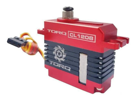 Ultra Fast Mini HV Coreless Servo For Heli Jet And Airplane Models, red TORQ CL1208, side view, high torque and precision