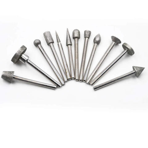 Oudtinx 50-piece diamond-coated grinding burrs set for Dremel rotary tool, assorted shapes