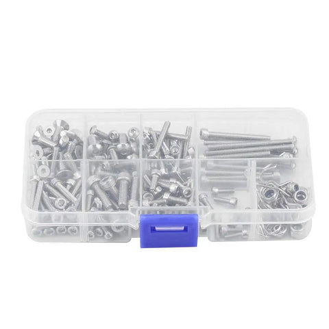 RC Car Screw Kit For Slash 4x4 Short Course Truck Stainless Steel Screws in assorted lengths in plastic organizer box.