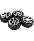 Close-up of 40 Piece RC Wheel Kit With 2mm Shaft Holes Plastic Car Wheels And Metal Axles For RC Cars Trucks Robots Helicopters