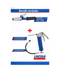 Lincoln 1134 Pistol Grip Grease Gun Kit With 18 Inch Hose And 6 Inch Rigid Extension 5900 PowerLock Lever Action Coupler High Pressure 7500 PSI