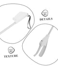 28 Inch Long Handle Grabber Reacher Tool for Seniors and Pregnant Women with Nonslip Grip, One Handed Operation, Lightweight Plastic and Stainless Steel Litter Picker for Easy Cleanup and Daily Independence, white handle detail