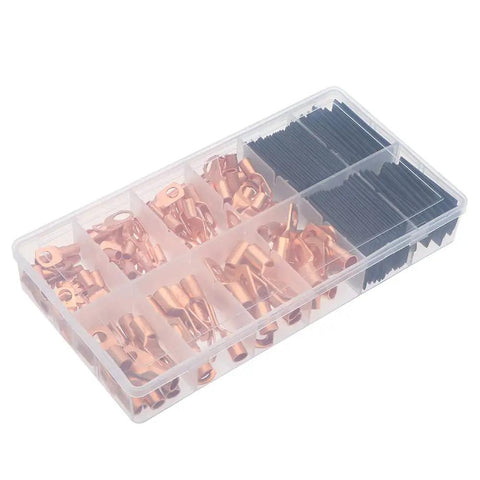 Massive 260 Piece Heat Shrink Tube Kit With Copper Ring Terminals And AWG Wire Connectors Electric Crimp Assortment For Pro DIY Fixes in storage box
