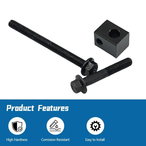 Premium Alternator Belt Tensioner Pulley Adjuster Kit with heavy duty bolts and a square block for solid installation.