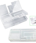 Top Tier Double Pack Phone Repair Module Organizer With Multi Size Compartment Storage Case For iPhone, transparent dual tray open.