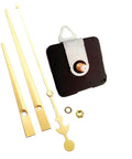 3/16 Inch Threaded Quartz Clock Movement Kit with gold 6-inch hands, hanger, washer, and nut for silent clock replacement
