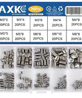 Grub Screw Set M3 To M8 Hex Socket Head Cap Screws Kit alloy steel 200 pieces in storage box with size labels visible