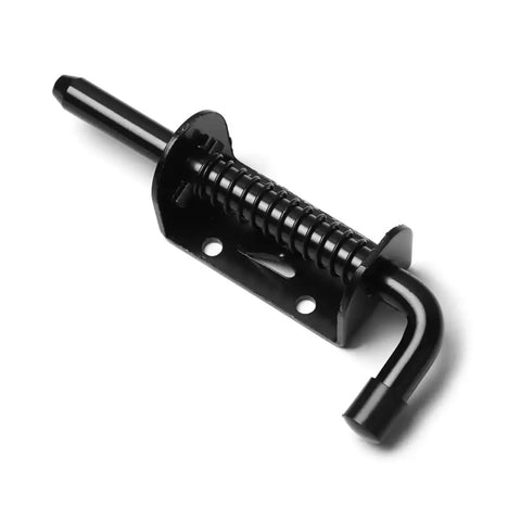 Heavy Duty Sliding Bolt Latch Featuring Spring Loaded Pin Crafted From Premium 304 Stainless Steel, 5-inch black latch for gates and cabinets.