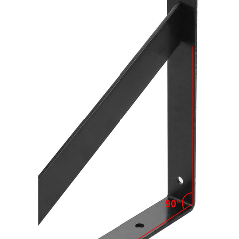 Heavy Duty Shelf Brackets 8 Inch By 5 Inch Wall Mount L Shaped Steel Brackets For Floating Shelves Black 4 Pack With Pre Drilled Holes And Included Mounting Hardware, showcasing 90-degree L-shape and pre-drilled holes in black steel.