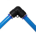Badass 60 Foot PU Air Hose Line Kit With Push To Connect Fittings Dope Flexibility For Garage Shops And Tight Spaces Killer For Air Tools Pneumatic Nail Guns Real Deal Toughness In Cool Blue Color Gets The Grind Done, blue PU hose elbow fitting