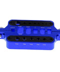 Heavy Duty Aluminum Soldering Jig Block For No Sweat XT60 XT90 T Plug And Bullet Connector Soldering Heat Resistant Multi Size Banana Plug Fixture in blue, showcasing multiple hole sizes.