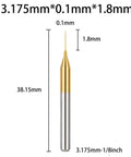PCB Drill Bits 1/8 Inch Shank Micro 0.1mm Tip Carbide End Mills for Engraving and Milling; dimensions shown in image.