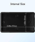 Inside view of Built Tough Abs Plastic Project Box 8 Piece Set showing dimensions 2.24in x 1.22in for DIY electronics.