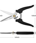 Multipurpose Heavy Duty Scissors With Extended Ultra Sharp Blades And Finely Serrated Edges High Carbon Stainless Steel Shears, side view.