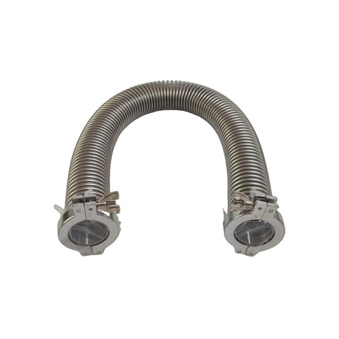 KF40 stainless steel vacuum bellows hose, 250mm, with 2 aluminum clamps and 2 center rings