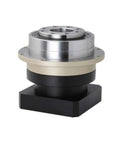 PLX060 Flange Output Planetary Gearbox Reducer For Nema 23 Stepper Motors Running Slick At A Rock Solid 25 To 1 Ratio With 8MM Input Shaft prep, metallic and black design.