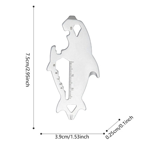 Must-Have Compact Keychain Tool Set For Everyday Carry, 5-In-1 Pocket Utility Kit, stainless steel tool with measurements.