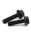 Heavy Duty Hex Flange Bolt Screws, Ironclad Grade 10.9 Fasteners With No Drama Installation, two bolts with black coating and deep threads