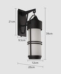 Outdoor E27 Wall Light LED Sconce With Glass Waterproof Lantern For Patio Balcony Garage And Workshop, Rustic Modern Design, Die Cast Aluminum, IP54 Weatherproof, Easy Install, No Fuss Classic Wall Fixture with dimensions