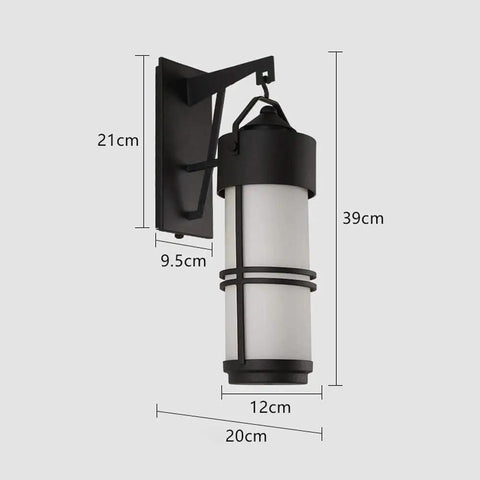 Outdoor E27 Wall Light LED Sconce With Glass Waterproof Lantern For Patio Balcony Garage And Workshop, Rustic Modern Design, Die Cast Aluminum, IP54 Weatherproof, Easy Install, No Fuss Classic Wall Fixture with dimensions